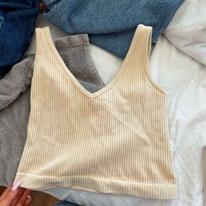 Aura rubbed cream cropped tank top